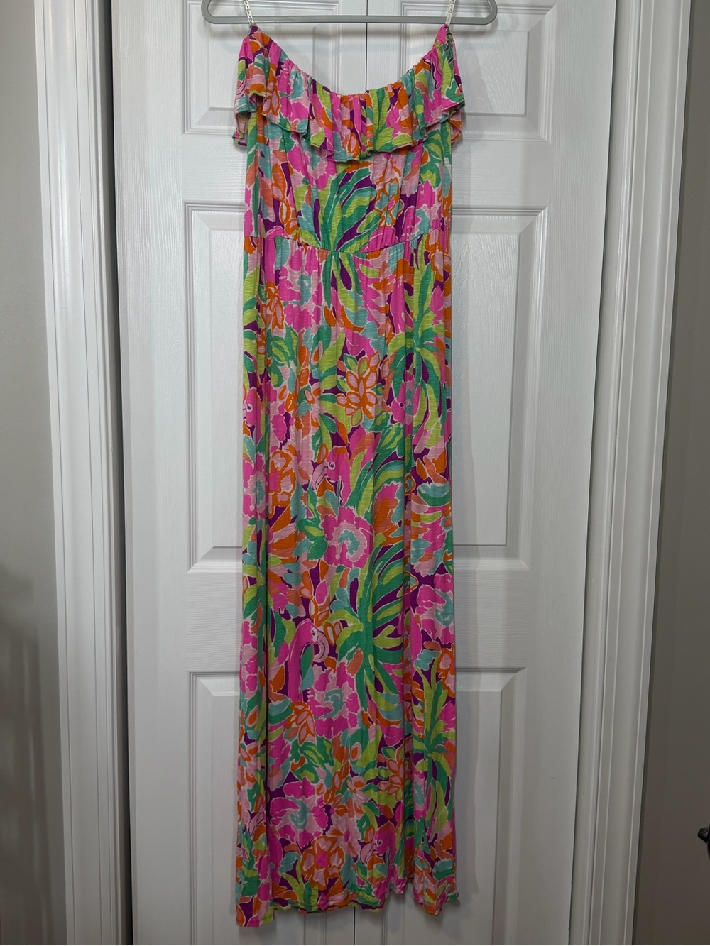 Lilly Pulitzer Strapless Tropical Print Maxi Dress Size L - Picture 6 of 10